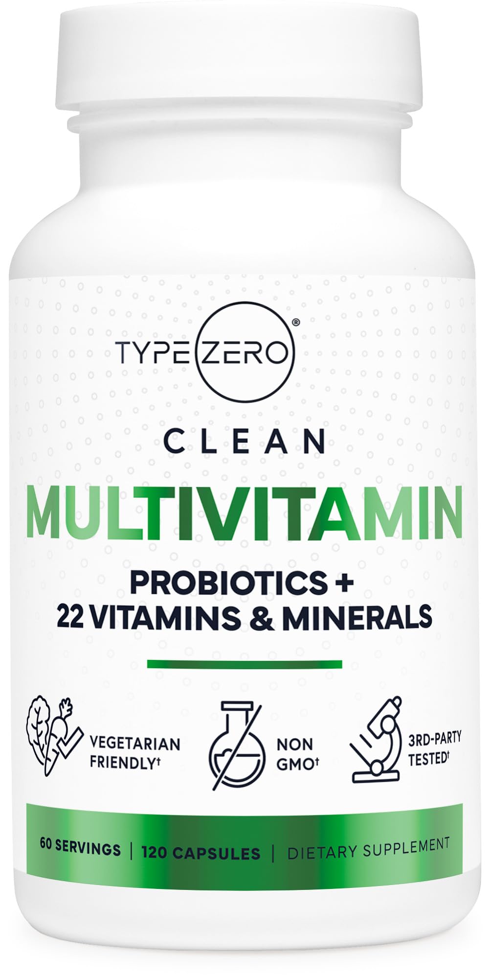 Type Zero Multivitamin Capsules (120 Capsules) (1300 mg) - with Probiotics + 22 Vitamins and Minerals, GMO-Free Type ZeroUS supplements