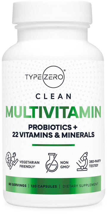 Type Zero Multivitamin Capsules (120 Capsules) (1300 mg) - with Probiotics + 22 Vitamins and Minerals, GMO-Free Type ZeroUS supplements