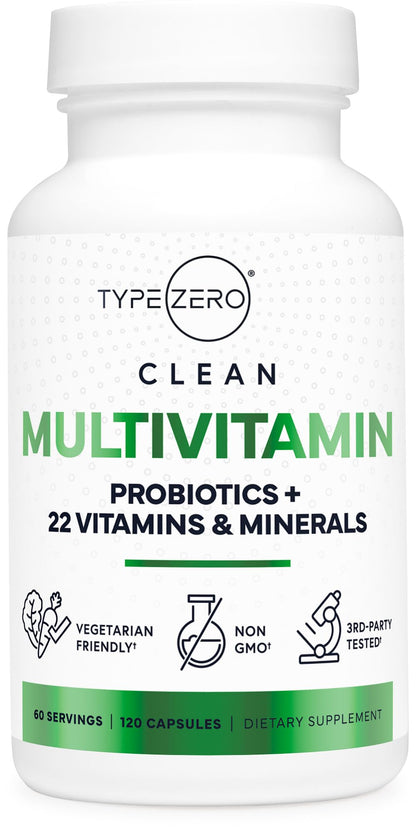 Type Zero Multivitamin Capsules (120 Capsules) (1300 mg) - with Probiotics + 22 Vitamins and Minerals, GMO-Free Type ZeroUS supplements