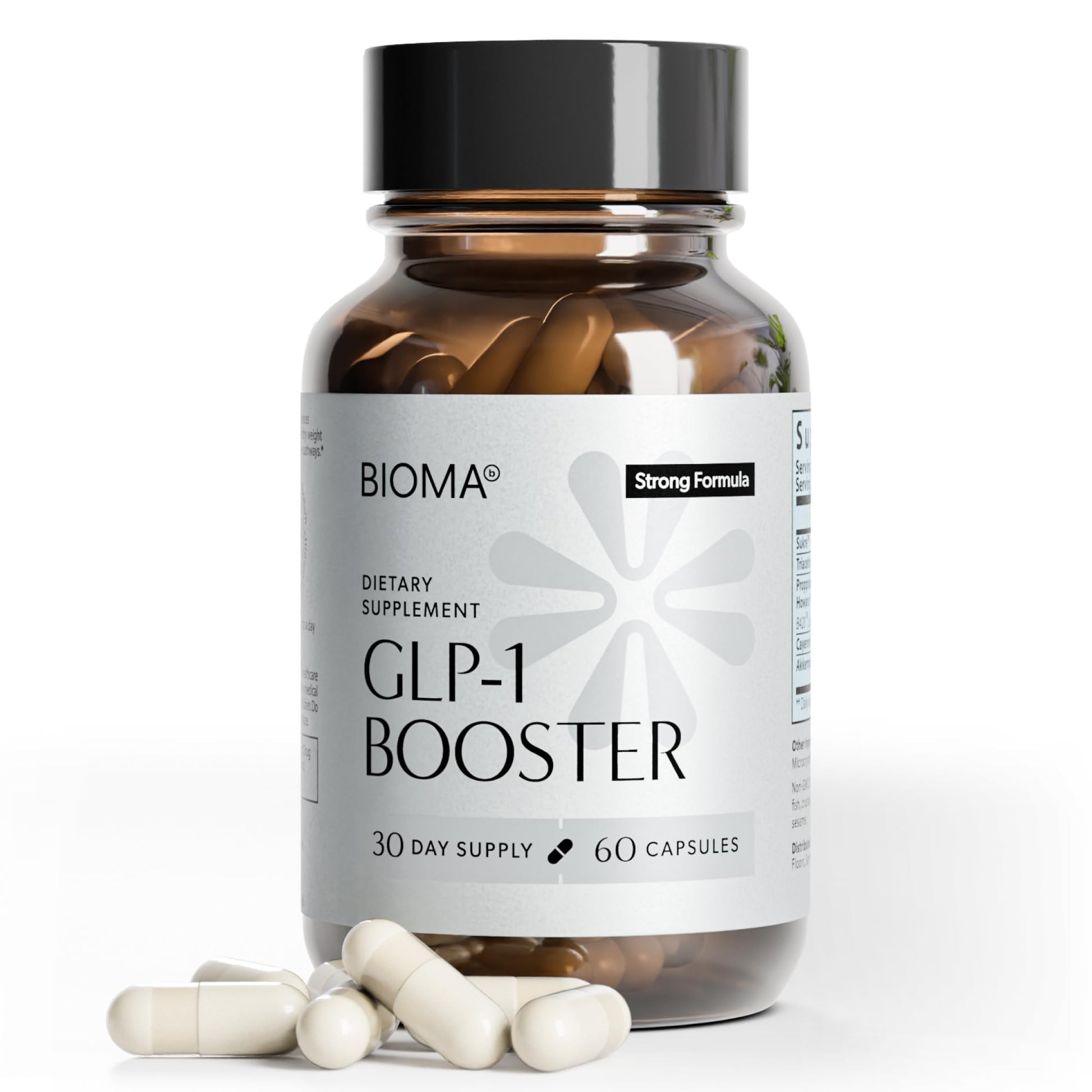 BIOMA GLP-1 Booster - Natural Appetite Control Supplement with Clinically Proven Probiotics, Prebiotics & Postbiotics - Support Weight Management & Satiety, (60 Capsules - 30 Day Supply) BIOMAAu supplements