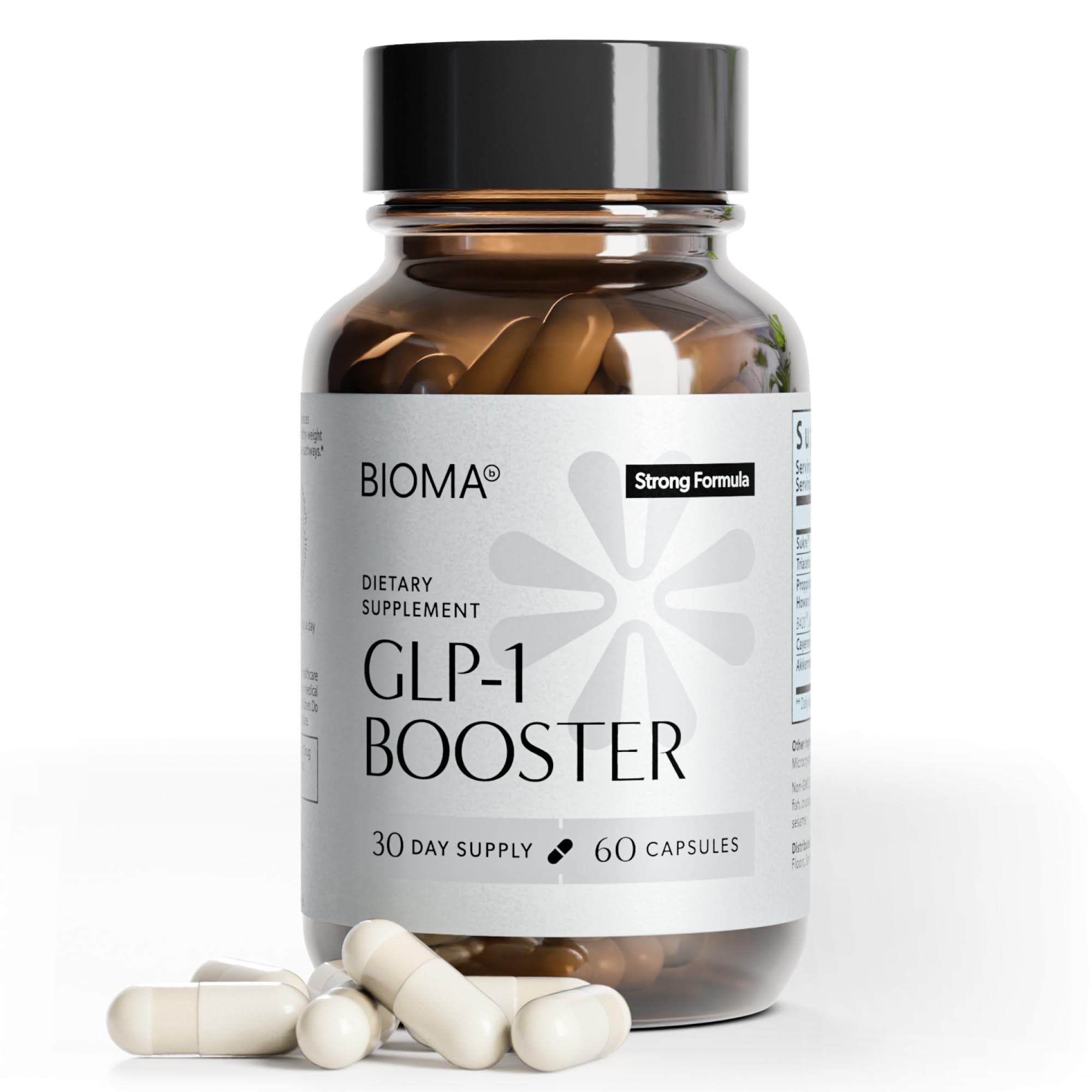 BIOMA GLP-1 Booster - Natural Appetite Control Supplement with Clinically Proven Probiotics, Prebiotics & Postbiotics - Support Weight Management & Satiety, (60 Capsules - 30 Day Supply) BIOMAAu supplements
