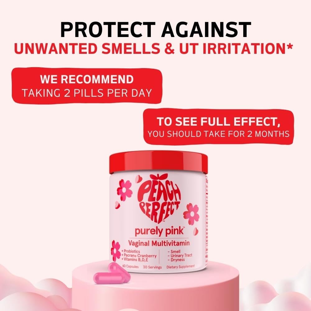 Purely Pink Prebiotic Probiotic Blend for Vaginal Health - Promote pH Balance, Healthy Flora and Odor Peach PerfectAu supplements