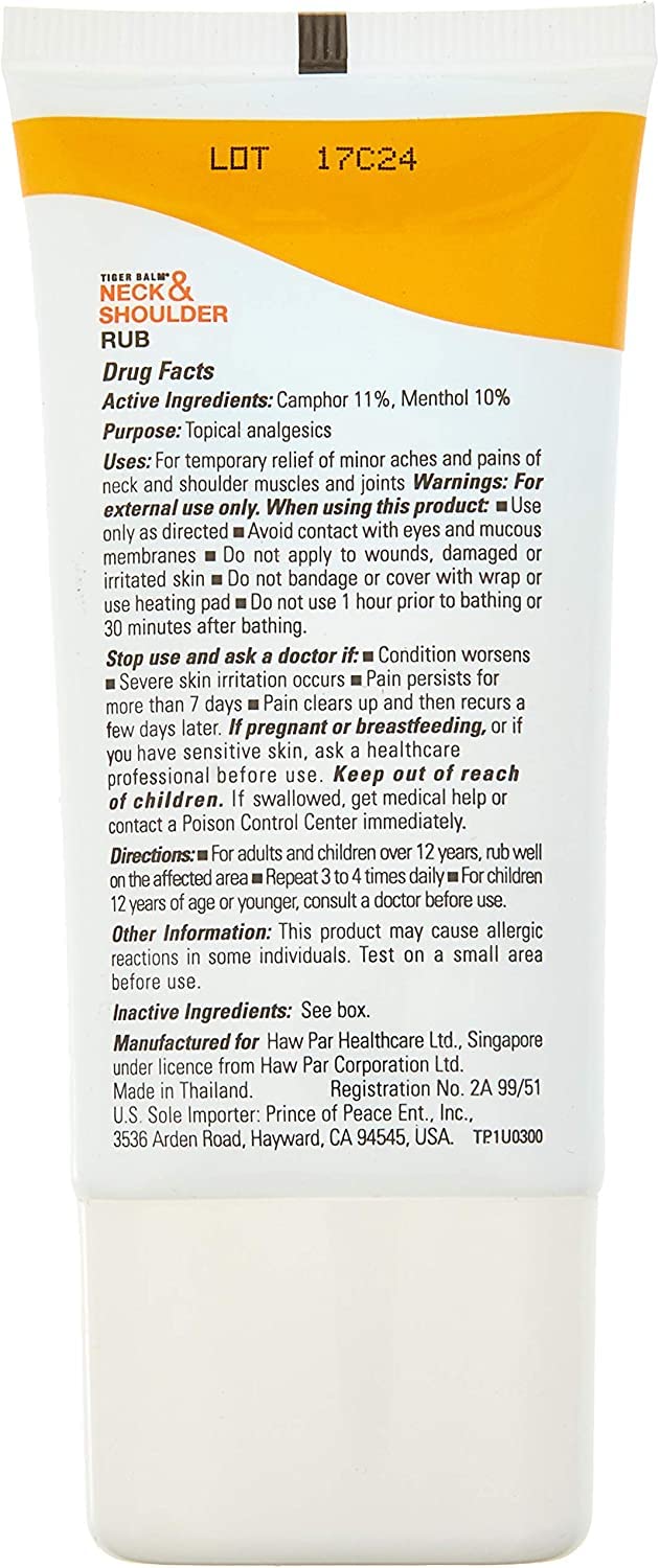 Tiger Balm Neck and Shoulder Rub 1.76 oz. Tiger BalmAu supplements
