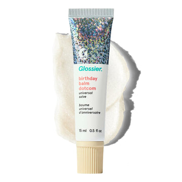 Glossier Balm Dotcom Hydrating Lip Balm - Universal Salve, Up to 12Hr Moisture - Lanolin, Beeswax & Castor Oil for Dry Lips, Cuticles & Skin - Birthday, Clear Soft Shimmer, 15ml GlossierAu supplements