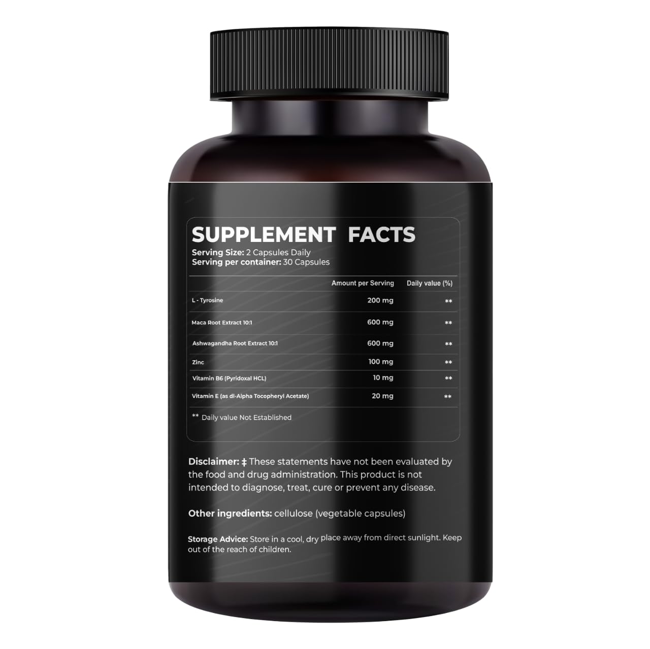 Mishas Nutraceuticals L-Tyrosine with Maca Root, Ashwagandha & Vitamins Complex – Energy, Mental Focus, Stress Relief & Immunity Support – 60 Capsules (30 Servings) MishasAu supplements