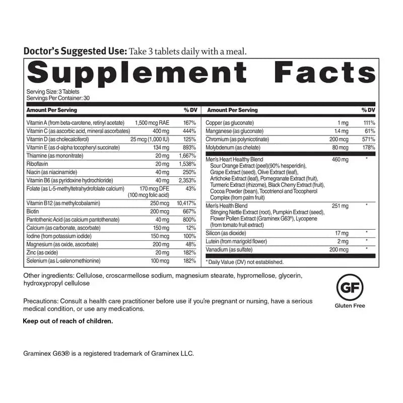 Dr. Sinatra Heart Healthy Multivitamin for Men with Vitamin D 1000 IU, A, B12, C, E, and Zinc, 90 Tablets (30-Day Supply) Dr. SinatraAu supplements