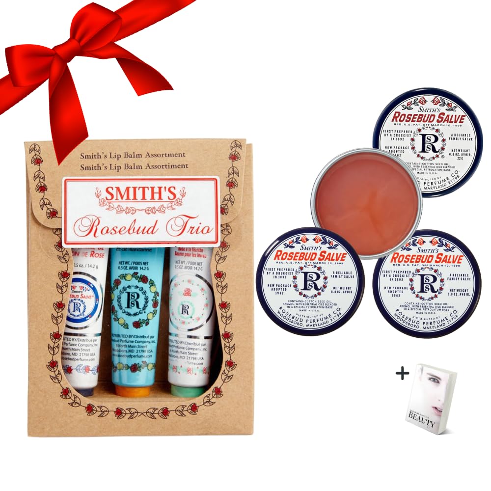 Smith's Rose Lip Balm Bulk- 3x0.5oz Premium All Purpose Lip Gloss Tubes & 3x0.8oz Lip Treatment Salve - Trio Lip Balm Tubes for Plump Lips & Cracked Skin Care - Christmas Gift Set, EBook GenericAu supplements