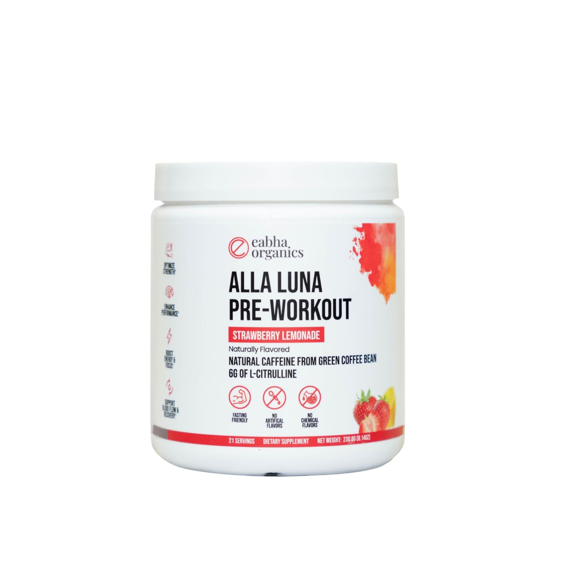 Eabha Organics Alla Luna Pre-Workout - Strawberry Lemonade - to Support Energy, Focus Eabha OrganicsAu supplements