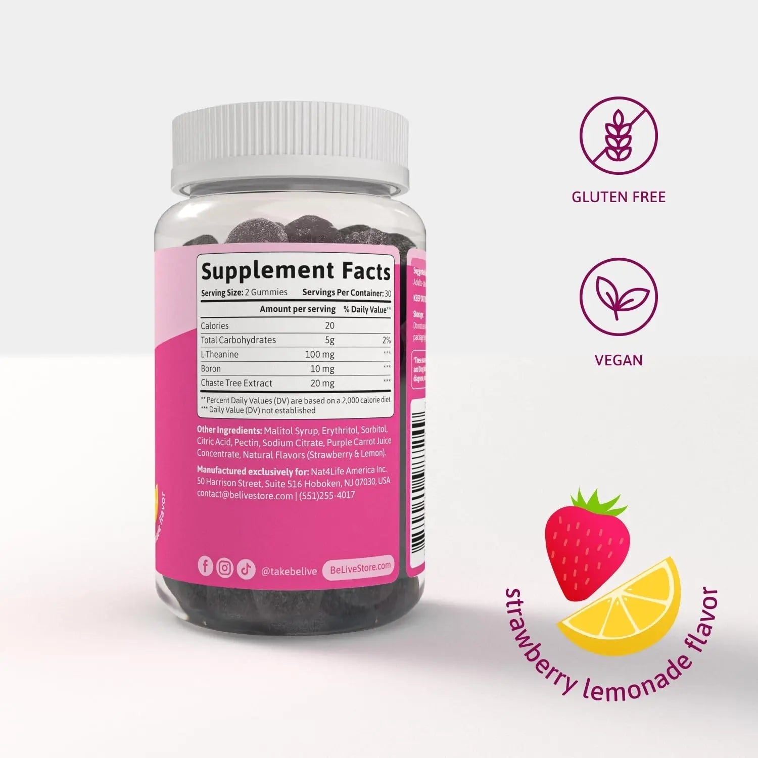 BeLive PMS Support Gummies Supplement – Helps Relieve PMS Symptoms – Hormonal Balance Mood Swings & Cramps Relief, Bloating Support – with Chaste Tree Extract - Strawberry Lemonade Flavor – 60 Count BeLiveAu supplements