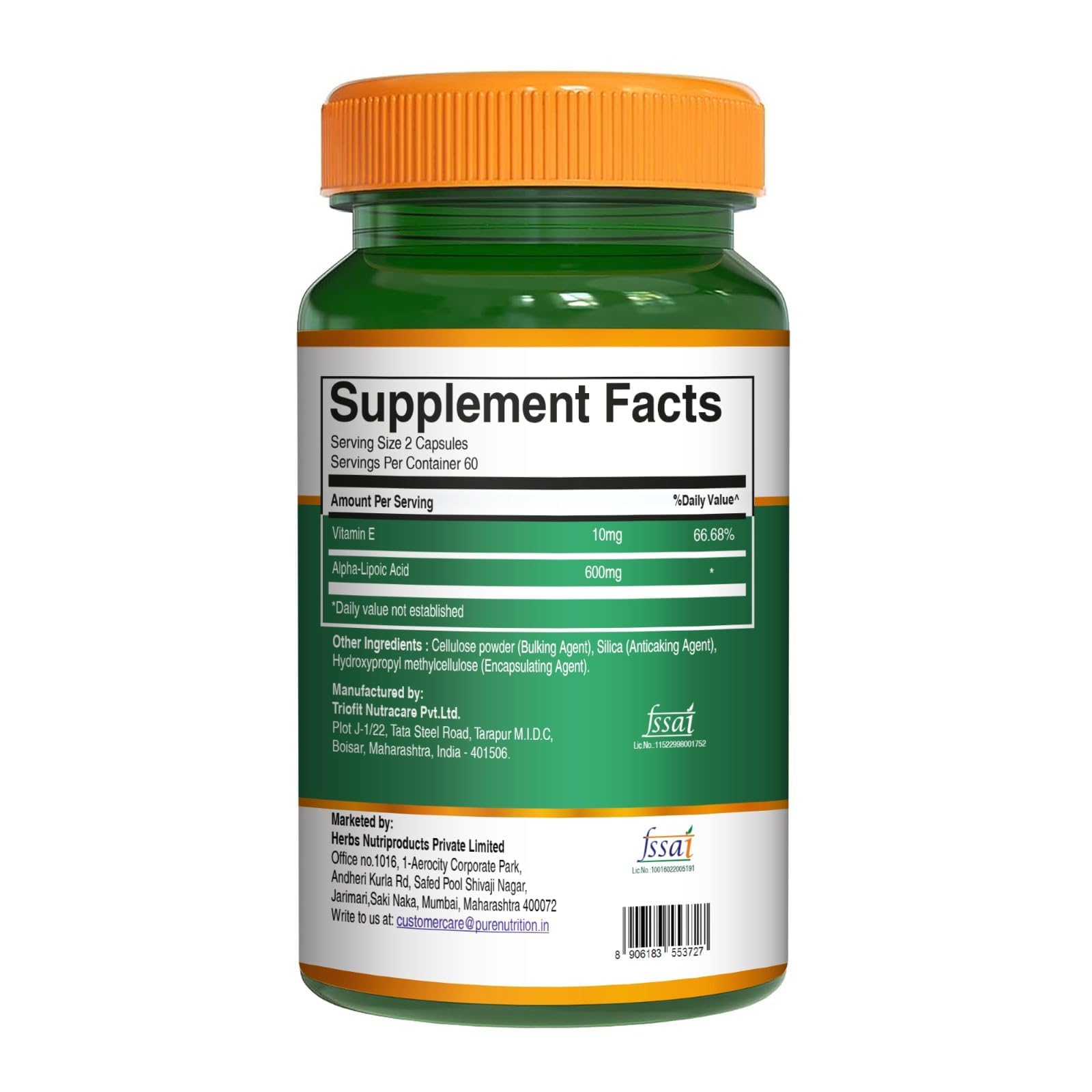 Pure Nutrition Alpha Lipoic Acid 600mg + Vitamin E | 120 Caps | Powerful Antioxidant to Support Nerve & Heart Health*. | Non-GMO PURE NUTRITION NATURAL TREASURESAu supplements