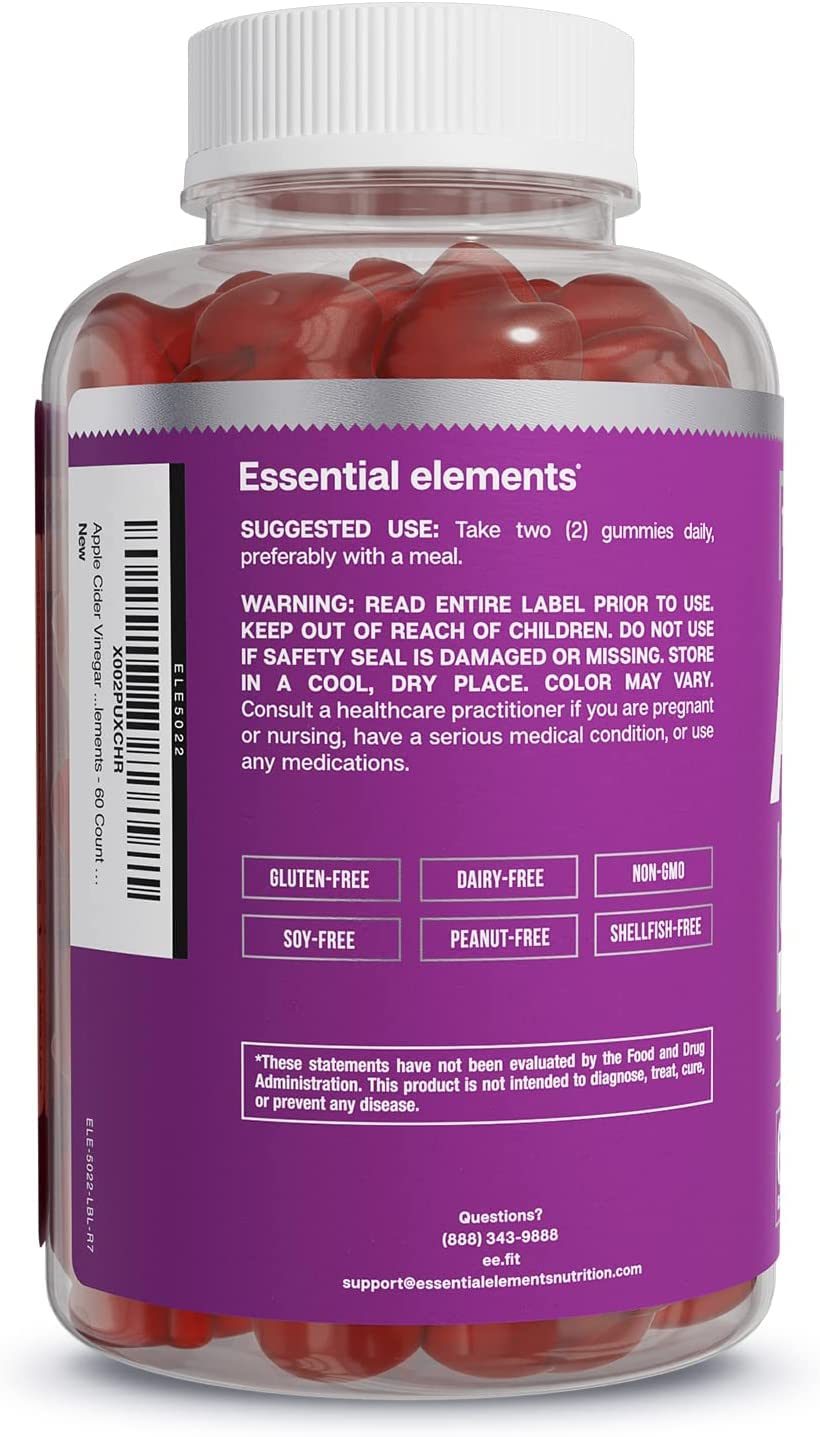 Essential Elements Apple Cider Vinegar Gummies from The Mother - Naturally-Sourced Essential ElementsUS supplements