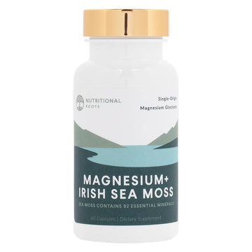 Nutritional Roots - Magnesium + Irish Sea Moss - 350mg Magnesium Glycinate & Organic Irish Sea Moss - Essential Minerals - Supports Heart & Bone Health - Dietary Supplement - 30 Servings - 60 Capsules Nutritional RootsAu supplements