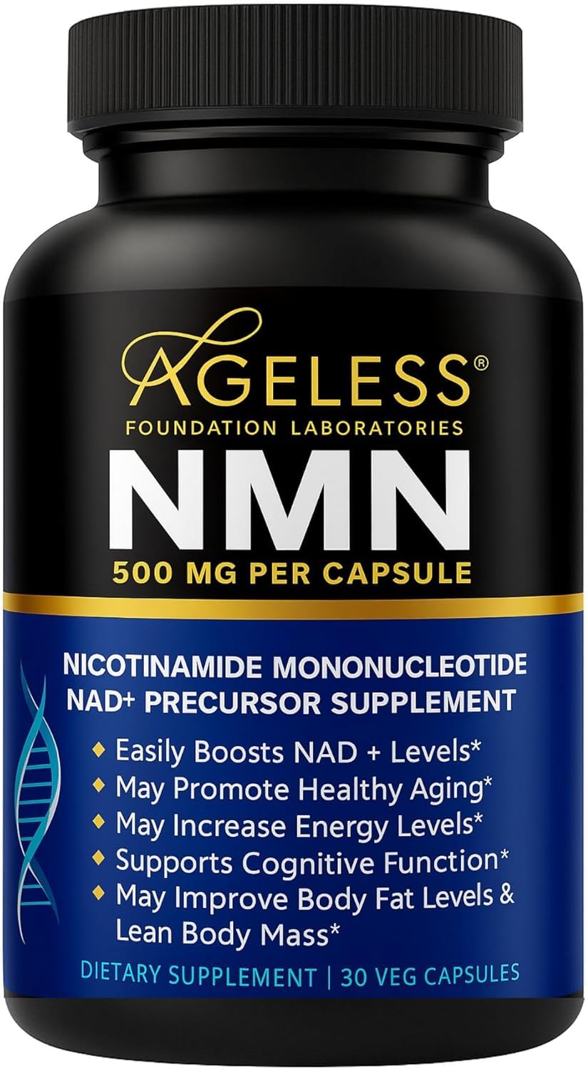 NMN Supplement 500mg Nicotinamide Mononucleotide | Supports NAD+ Levels, Energy, Cognitive Function, Muscle Health & Healthy Body Composition – Capsules (30) Ageless Foundation LaboratoriesAu supplements