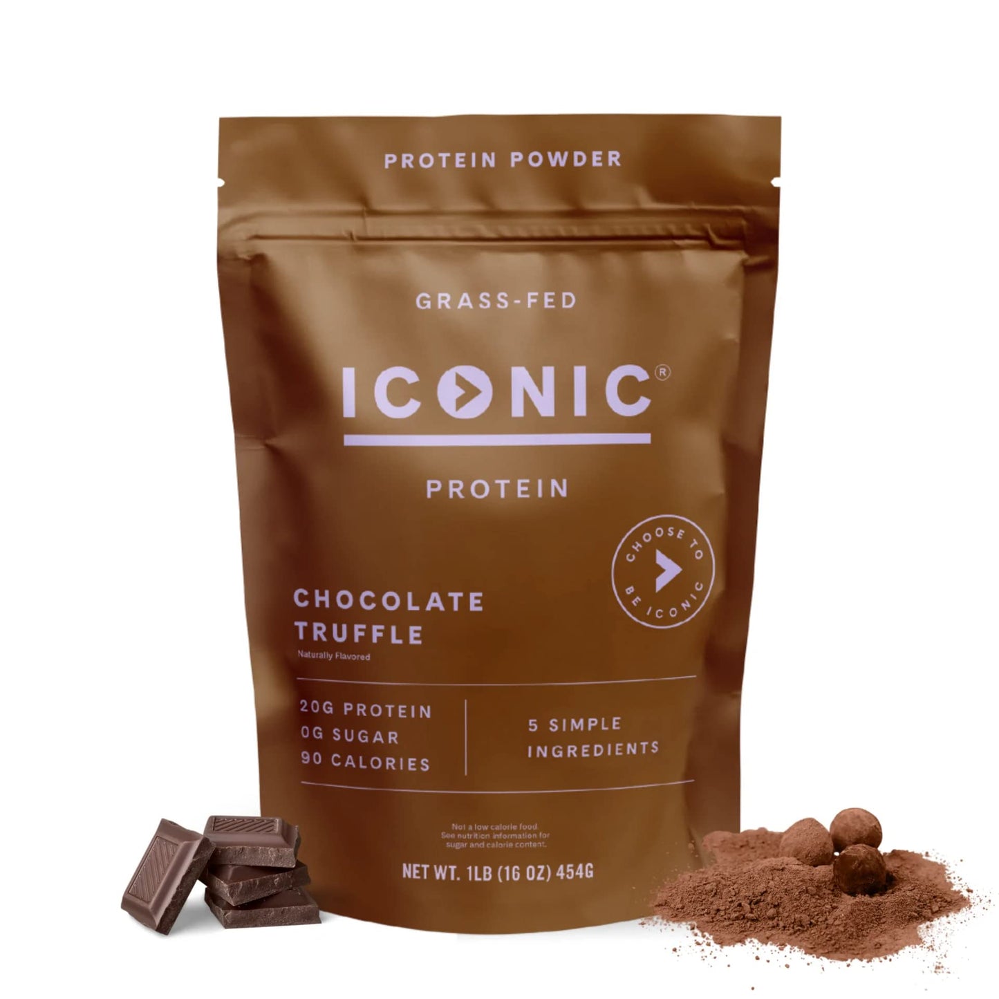ICONIC Protein Powder, Chocolate Truffle - Sugar Free, Low Carb Protein Powder - Lactose Free, Gluten Free, Non-GMO - 20g Grass Fed Whey & Casein Protein ICONICUS supplements