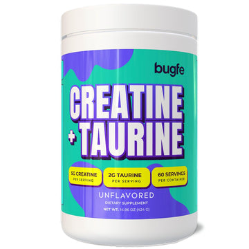 Creatine with Taurine for Women & Men - Unflavored Micronized Creatine Monohydrate Plus Taurine Powder to Support Muscle Strength, Recovery & Brain Health (60 Servings) BugfeAu supplements