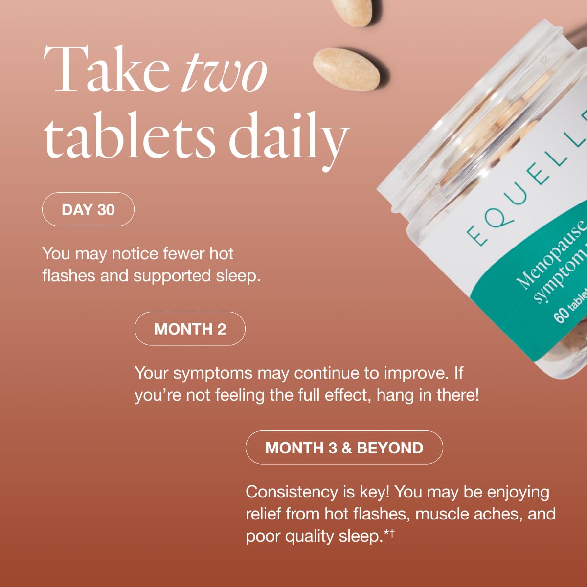 EQUELLE Multi-Symptom Perimenopause & Menopause Relief Relief from Hot Flashes, Muscle Aches & Supports More Sleep. Hormone-Free, Plant-Based S-Equol – 1 Month Supply (60 Tablets) EQUELLEAu supplements