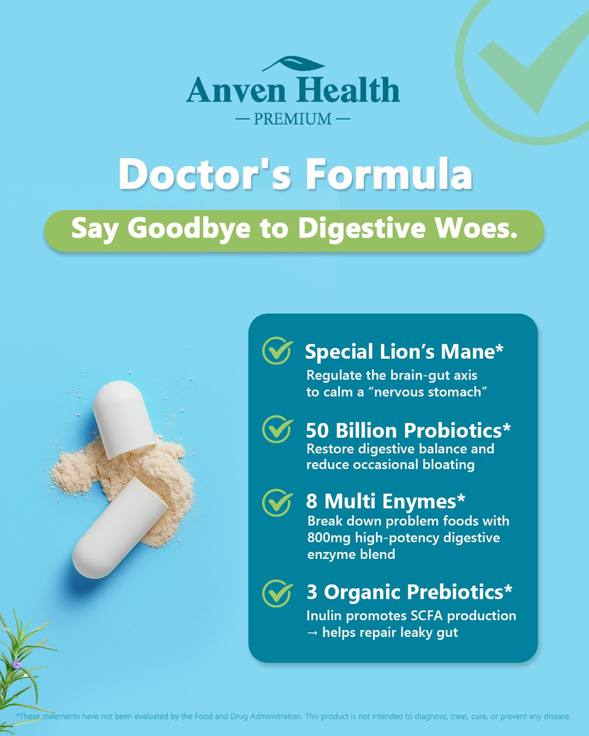 Anven Health 800mg Digestive Enzymes for Men and Women with Probiotics & Prebiotics, 8 Key Enzymes, Protease, Amylase & Lipase | 180 Capsules - A 60-Day Supply for Bloating & Gas Relief - Non-GMO Anven HealthAu supplements