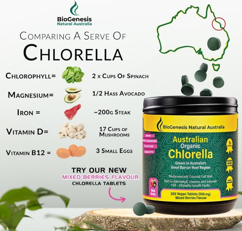 Biogenesis Organic Chlorella Tablets | Australian Grown | Chlorophyll-Rich BiogenesisAu supplements