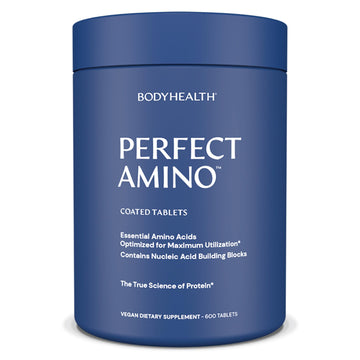 BodyHealth PerfectAmino (600 ct) Easy to Swallow Tablets, Essential Amino Acids Supplement with BCAAs, Vegan Protein for Pre/Post Workout & Muscle Recovery with Lysine, Tryptophan, Leucine, Methionine BodyHealthAu supplements