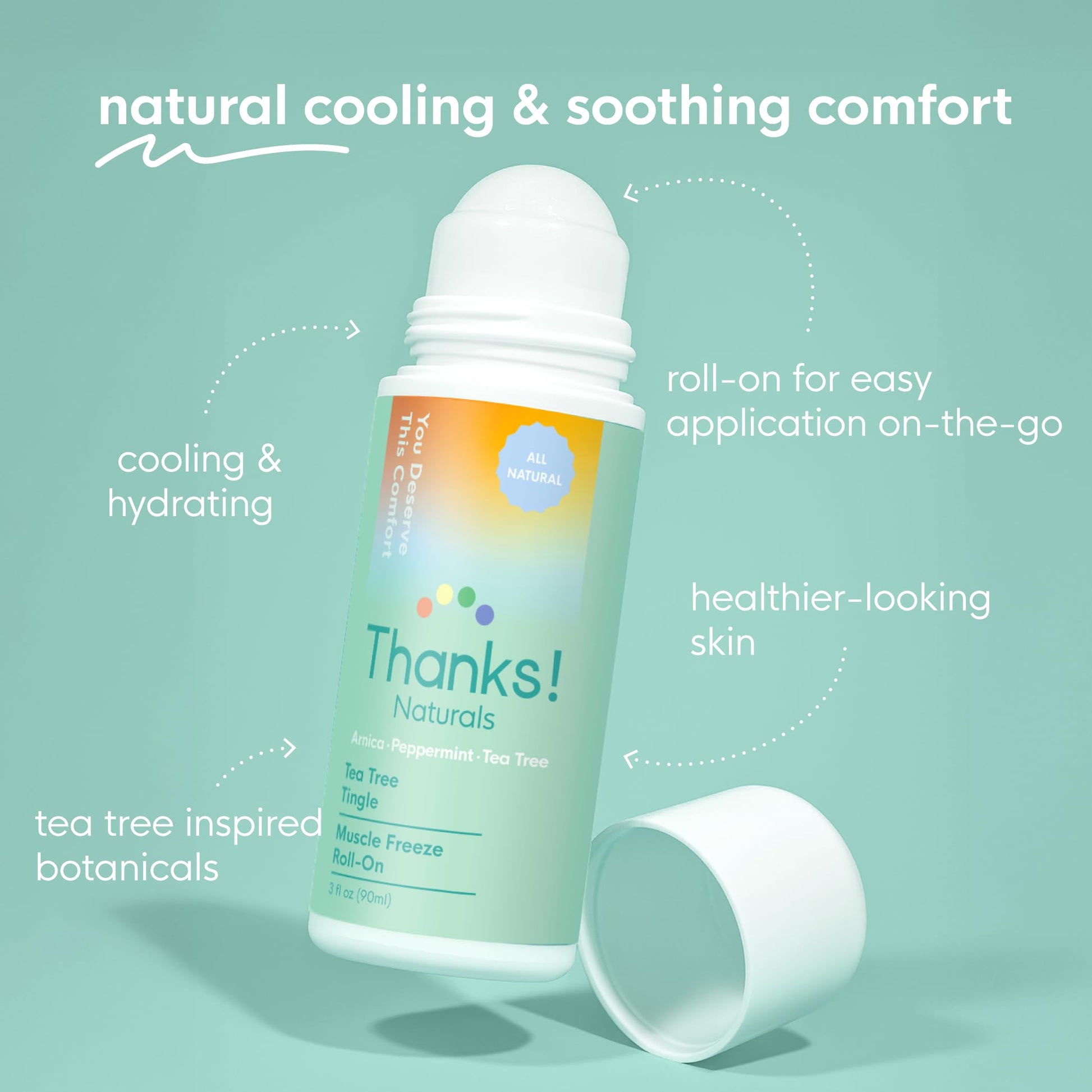Thanks! Naturals Muscle Freeze Roll On, Tea Tree Tingle, Vegan, Cold Pressed Formula with Shea Butter, Eucalyptus & Peppermint, Use on Neck, Knees & Joints, Post Workout Essential, 3 FL OZ Thanks! NaturalsAu supplements