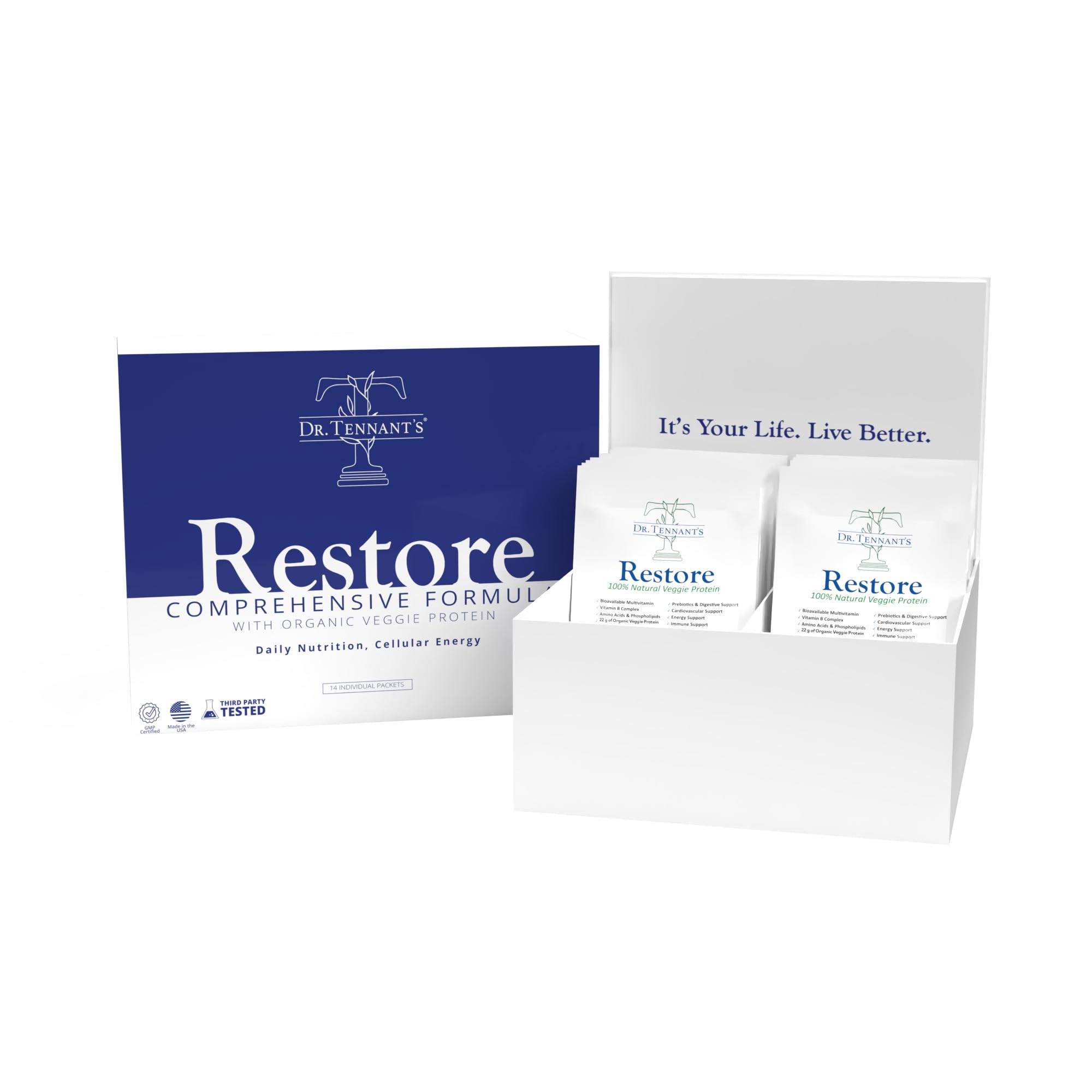 Dr. Tennant's Restore Vanilla Shake | 50+ Methylated Vitamins & Minerals | 23g Vegan Protein | Organic, Gluten-Free | Boosts Energy, Immune & Gut Health | 14-Day All-in-One Supplement Dr. Tennant'sAu supplements