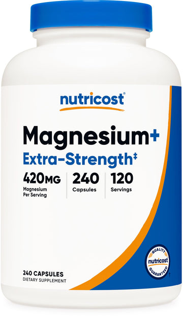Nutricost Magnesium+ Extra Strength 420mg, 240 Capsules - 120 Servings. Magnesium Oxide and Glycinate - Non-GMO, Gluten Free, Vegan Friendly NutricostAu supplements