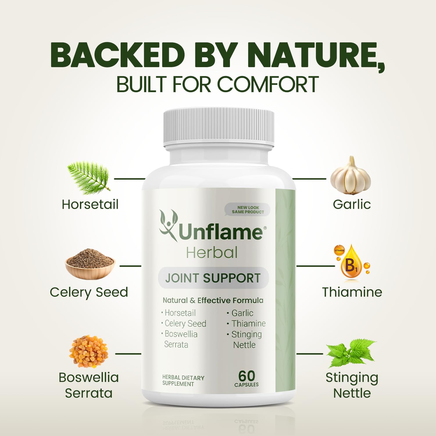 Unflame Herbal Supplement – Botanical Support for Joints, Back, and Muscles – 60 Capsules – Natural Herbal Blend – Dietary Supplement UnflameAu supplements