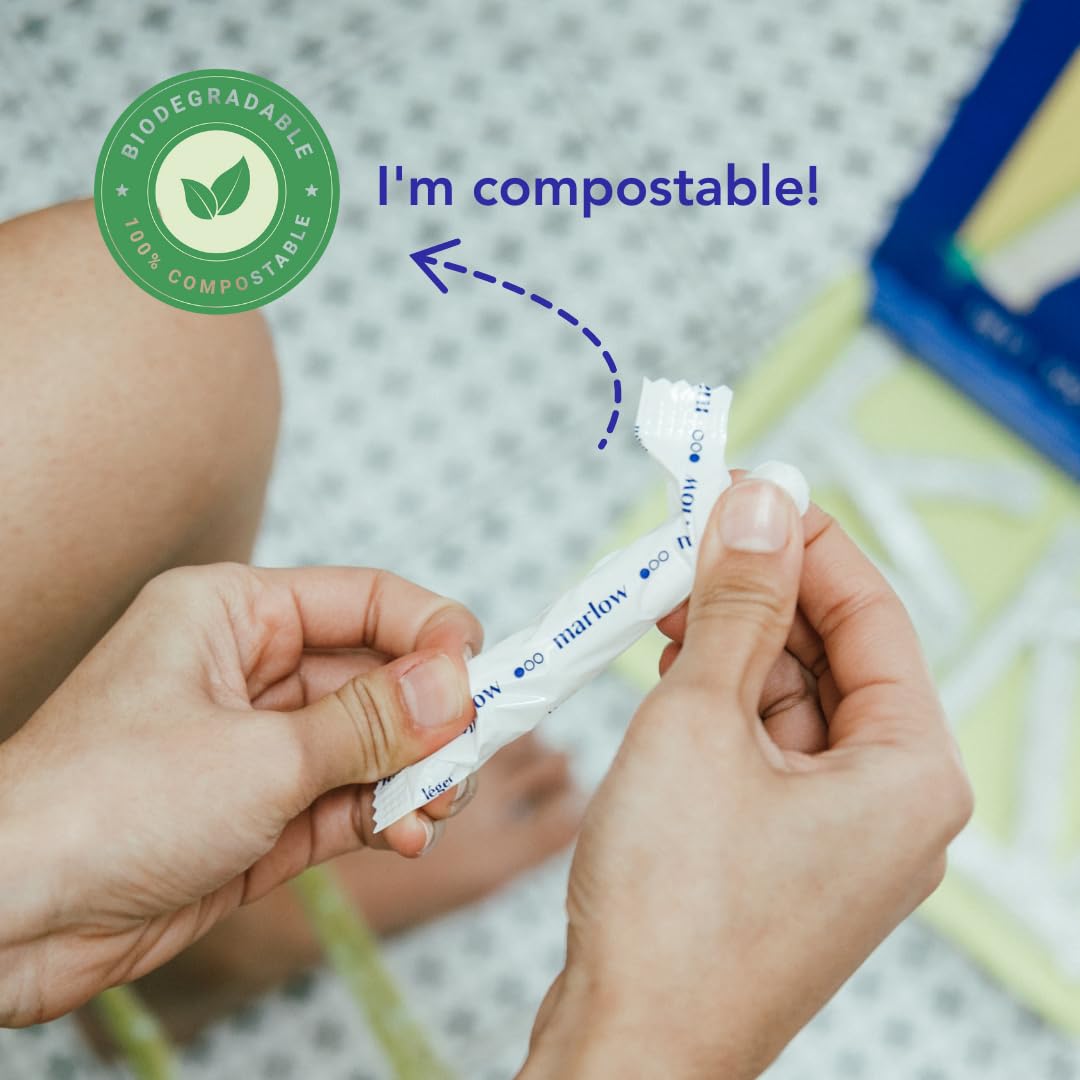 Award Winning 100% Organic Cotton Easy Glide Tampons with Compact Plant Based Applicator MARLOWAu supplements