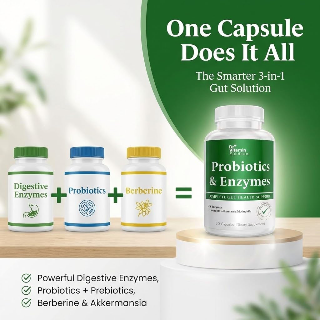 GLP-1 Support Enzymes, Pre & Probiotics for Digestive Health, Berberine Weight Loss Support, Akkermansia Muciniphila for Women & Men | Gut Health, Bloating Relief, 30 Ct DR VITAMIN SOLUTIONSAu supplements