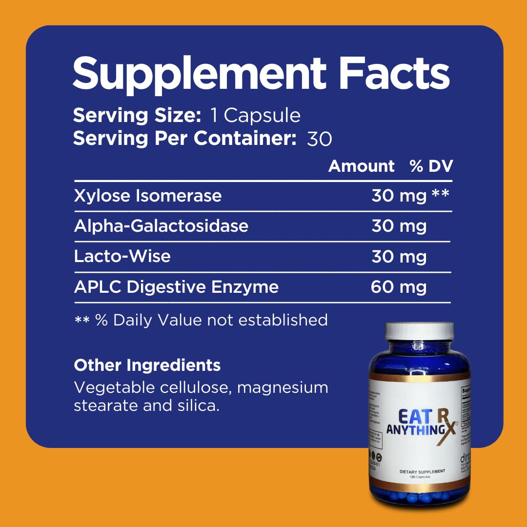 Dirobi Eat Anything Rx Xylose Isomerase Supplement, Digestive Enzymes for Fructose DirobiAu supplements