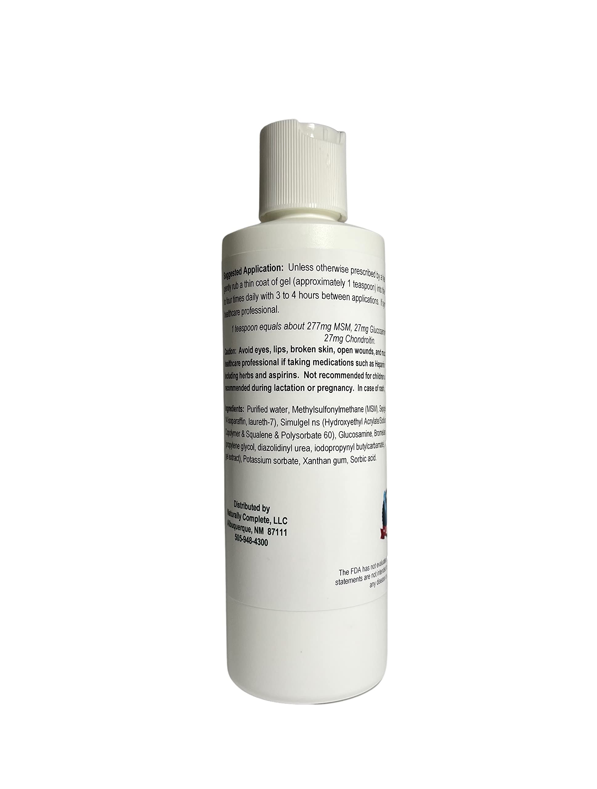 Naturally Complete MSM Plus Glucosamine Bromelain & Chrondroitin 8 oz. Bottle Naturally CompleteAu supplements