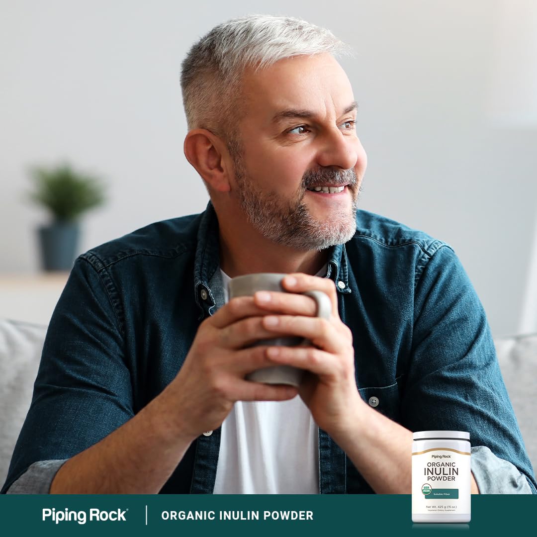 Piping Rock Organic Inulin Powder | 15 oz | Soluble Fiber Supplement | FOS Powder | Vegetarian, Non-GMO, Gluten Free Piping RockAu supplements