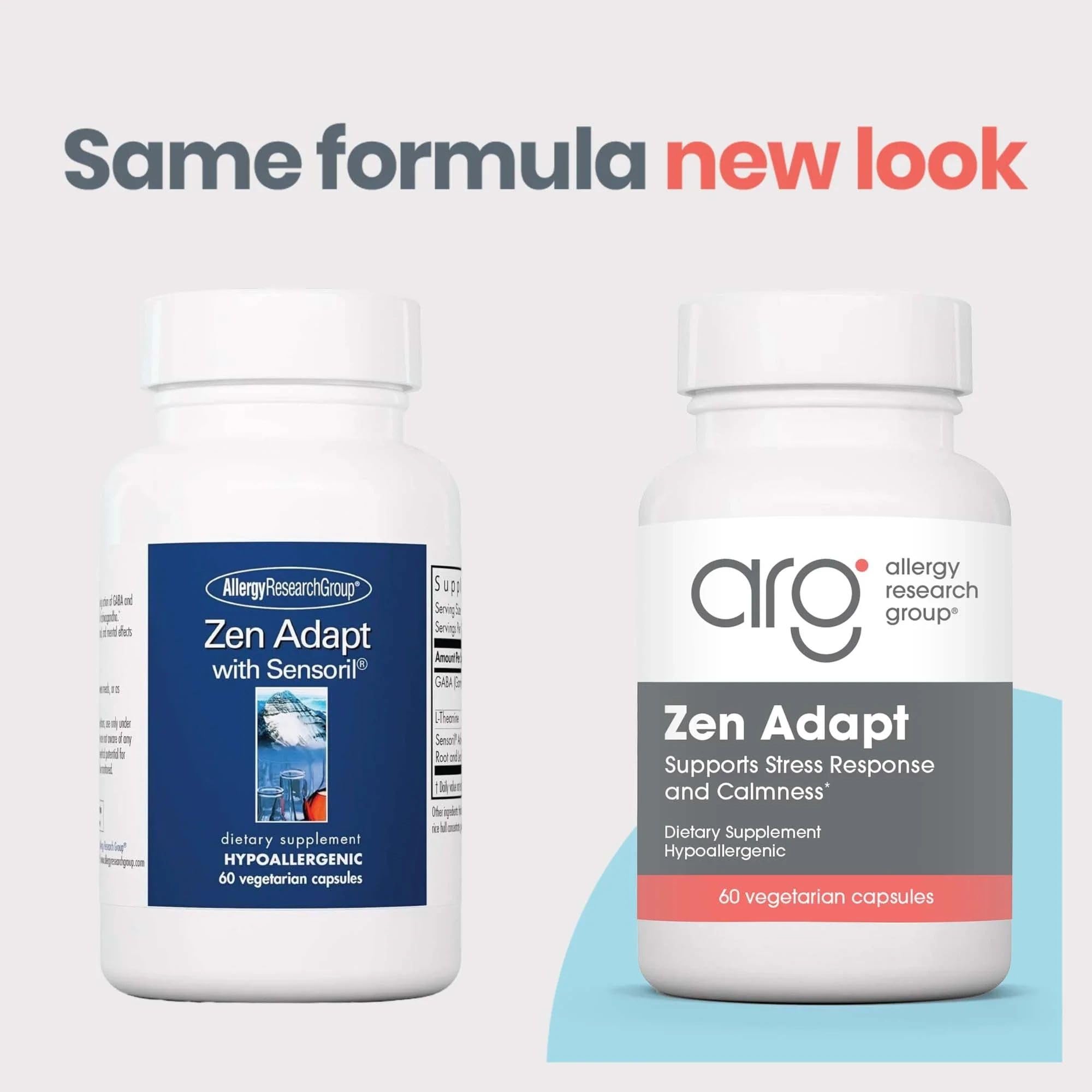 NutriCology ZenMind Adapt - 200 mg L-Theanine, 125 mg Ashwagandha & 550 mg GABA - Supports Stress Response and Calmness - Vegetarian Capsules - Hypoallergenic Formula - 30 Servings - 60 Capsules Allergy Research GroupAu supplements