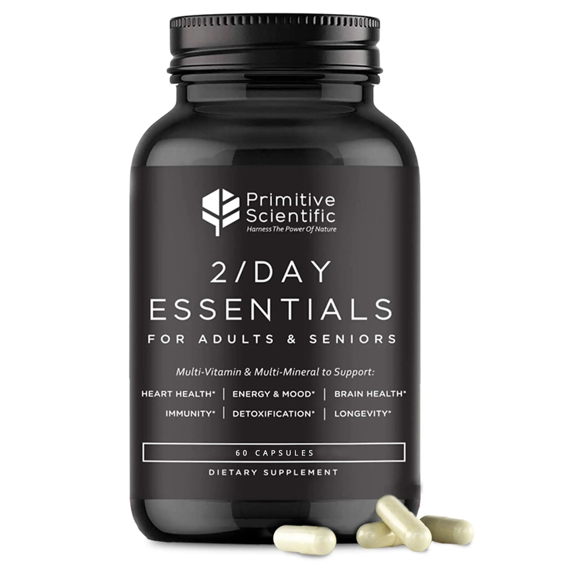 Primitive Scientific Whole Food Daily Essential Multivitamins for Adults and Seniors - 2X a Day - Vitamin A, C, D, E, B12 and Minerals Primitive ScientificAu supplements