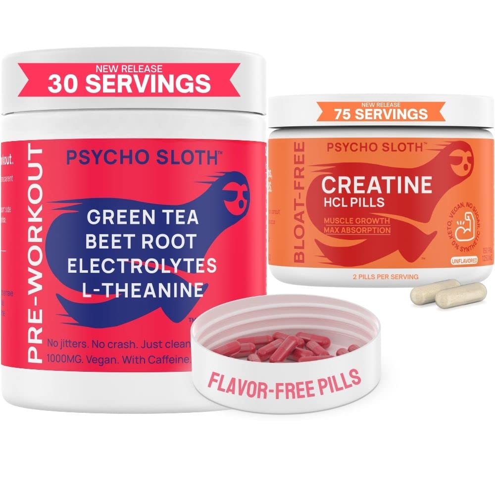 Pre Workout Pills and Creatine HCL Pills Bundle - Endless Energy, Muscle Growth, Endurance Goba TeaAu supplements