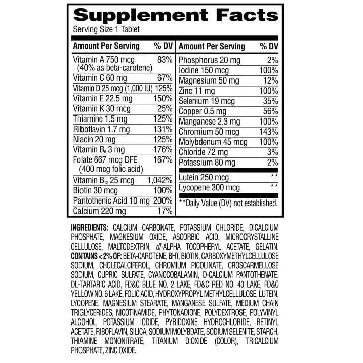 AGILIPET Equate Complete Multivitamin/Multimineral Supplement Tablets, Adults 50+, 220 Count (Pack of 1) Sticker AGILIPETAu supplements