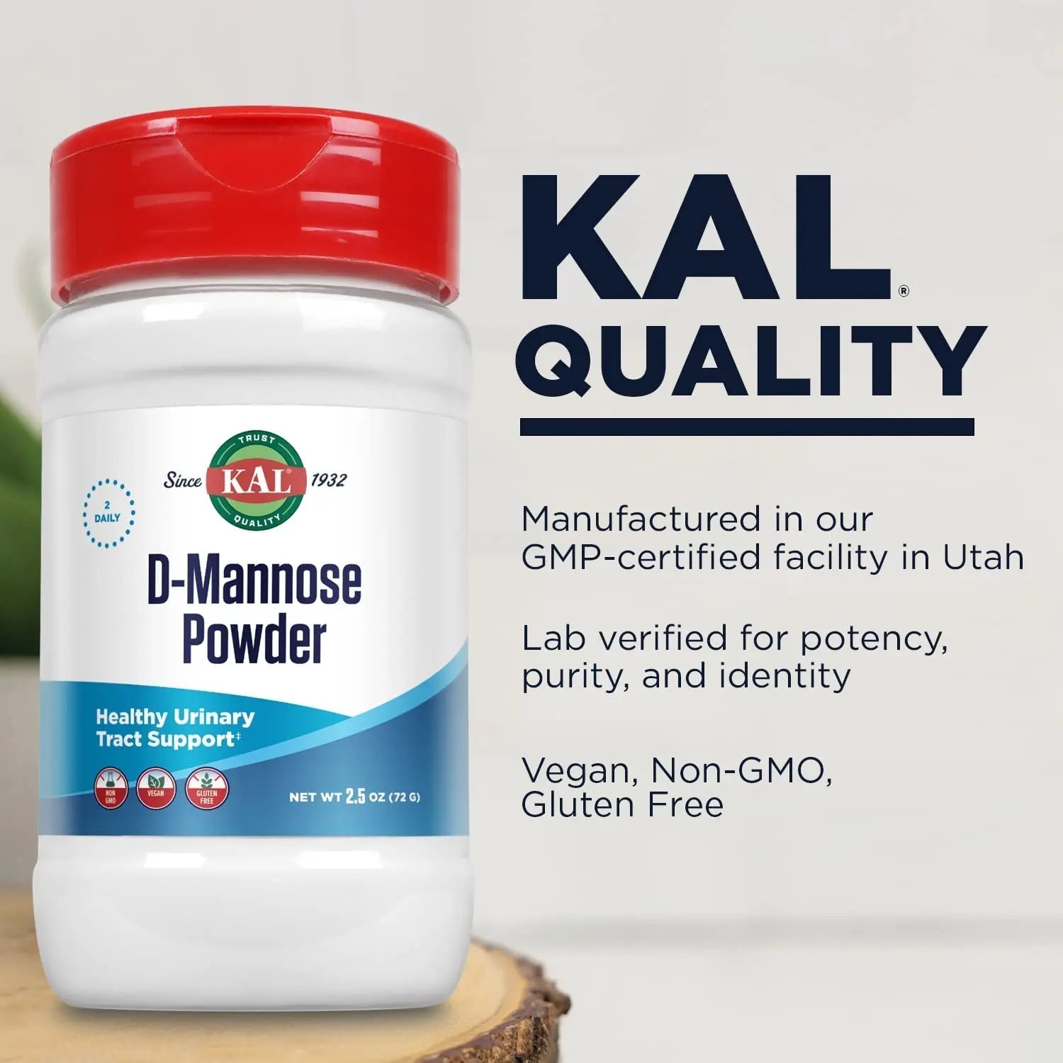 KAL D Mannose Powder 1600 mg, Easy-to-Mix, Fast-Dissolving D-Mannose - Urinary Tract Health and Bladder Support - Unflavored Powder, Non-GMO, Vegan, Gluten Free, 60-Day Guarantee, 45 Servings, 2.5oz KALAu supplements