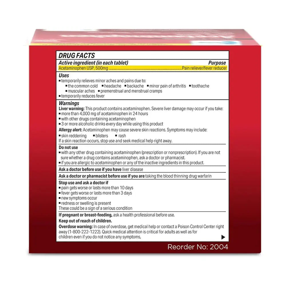 Globe Extra Strength Acetaminophen Tablets 500 mg, Pain Reliever and Fever Reducer, Gentle on Stomach, for Arthritis Pain, Backache Pain and More, 50 Packets of 2 Tablets Each, 100 Count GlobeAu supplements