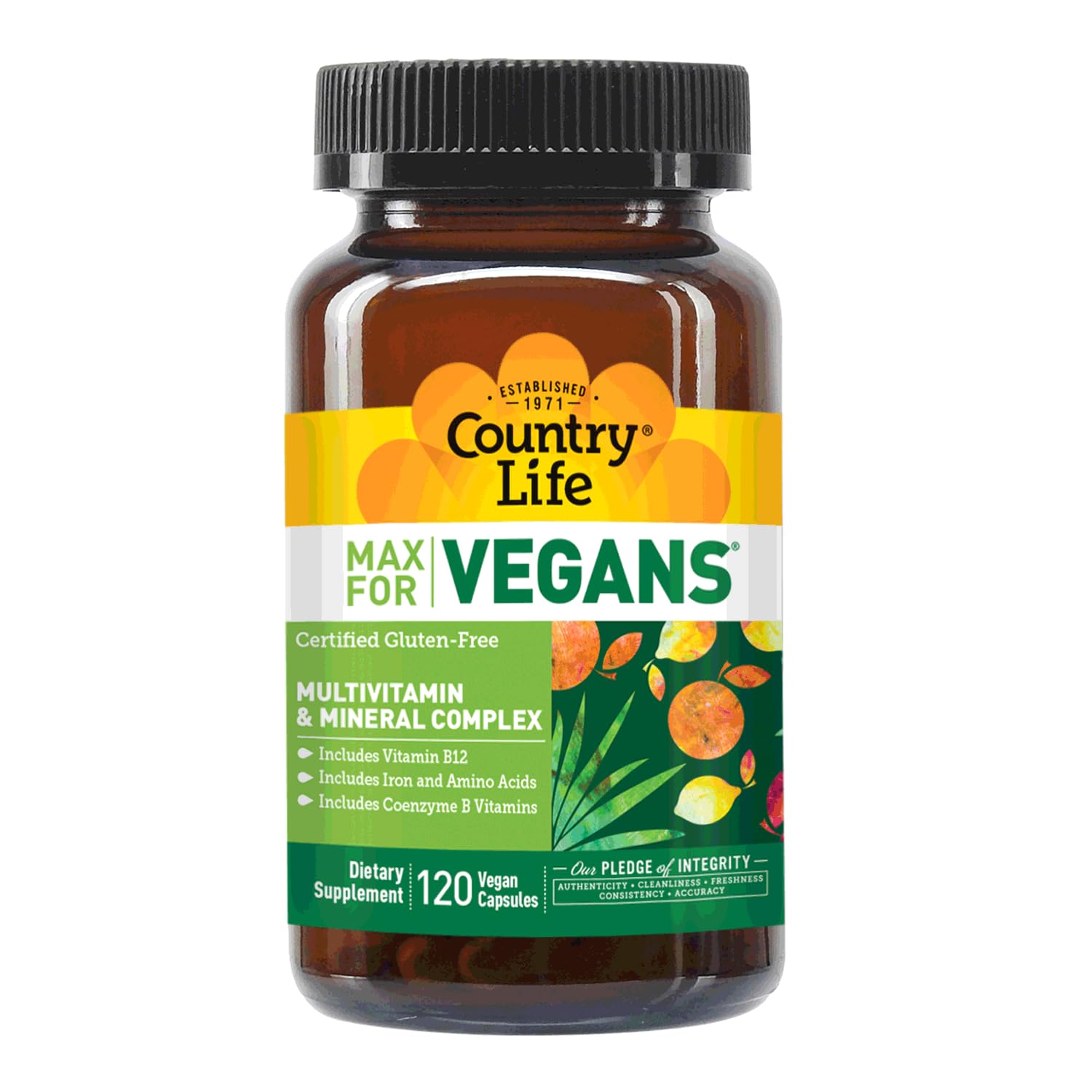 Country Life Max for Vegans - 120 Vegan Capsules - Daily Multivitamins - Immune Support Supplement - Contains Vitamin B12, Iron, Amino Acids, Coenzyme B Vitamins - Gluten-Free Country LifeAu supplements