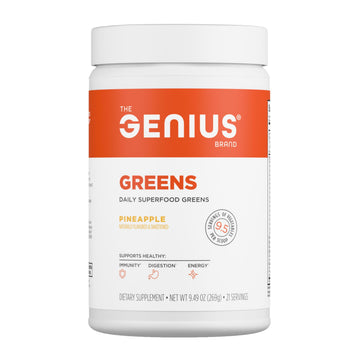 The Genius Brand Daily Superfood Greens - Organic Plant-Based Powder - Pineapple Flavor - Whole Food Blend with Greens, Fruits & Veggies - 30 Serving The Genius BrandUS supplements