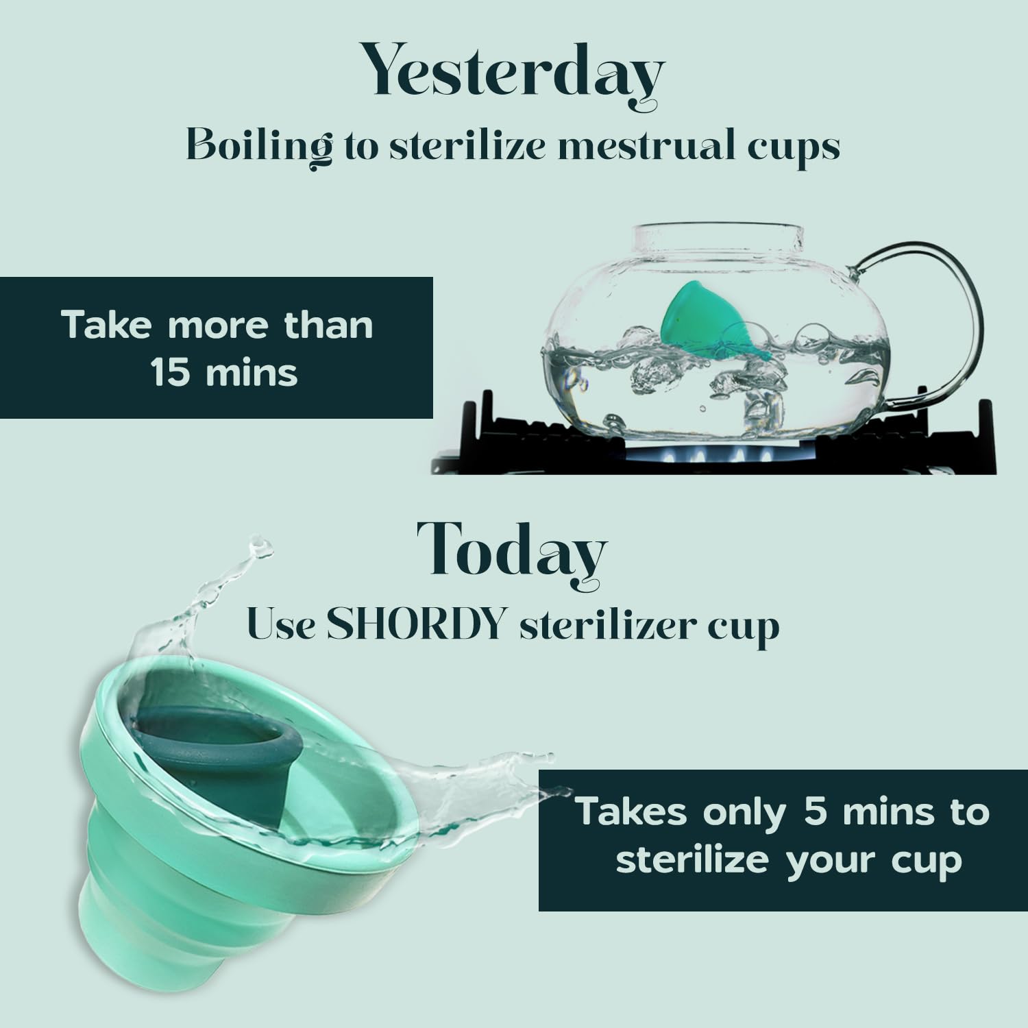 SHORDY Menstrual Case Holder for Sterilization, Collapsible Silicone Container - Boil, Sterilize SHORDYAu supplements