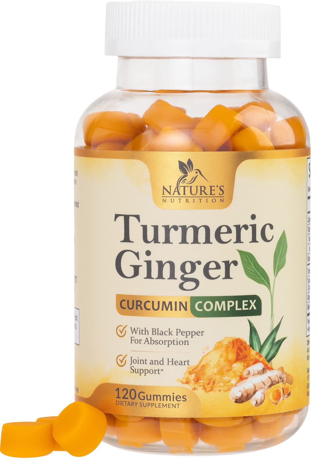 Turmeric Ginger Gummies - Vegan Turmeric Curcumin Gummy with 95% Curcuminoids Nature's NutritionUS supplements