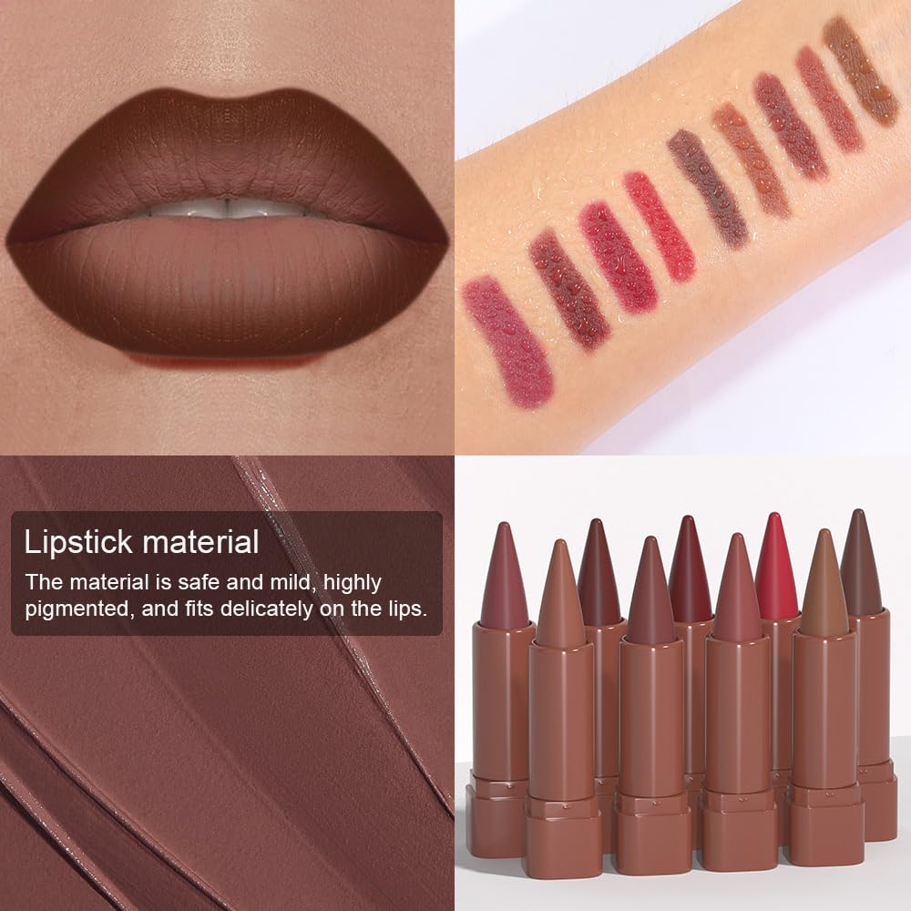 BINGBRUSH 2-in-1 Gradient Dark Brown Lip Liner & Lipstick Combo,Matte Longwear Waterproof Lip Pencil with Cone Tip,Smudge Proof Crayon for Flawless Ombre Contour,Women's Long Lasting Makeup Set BINGBRUSHAu supplements