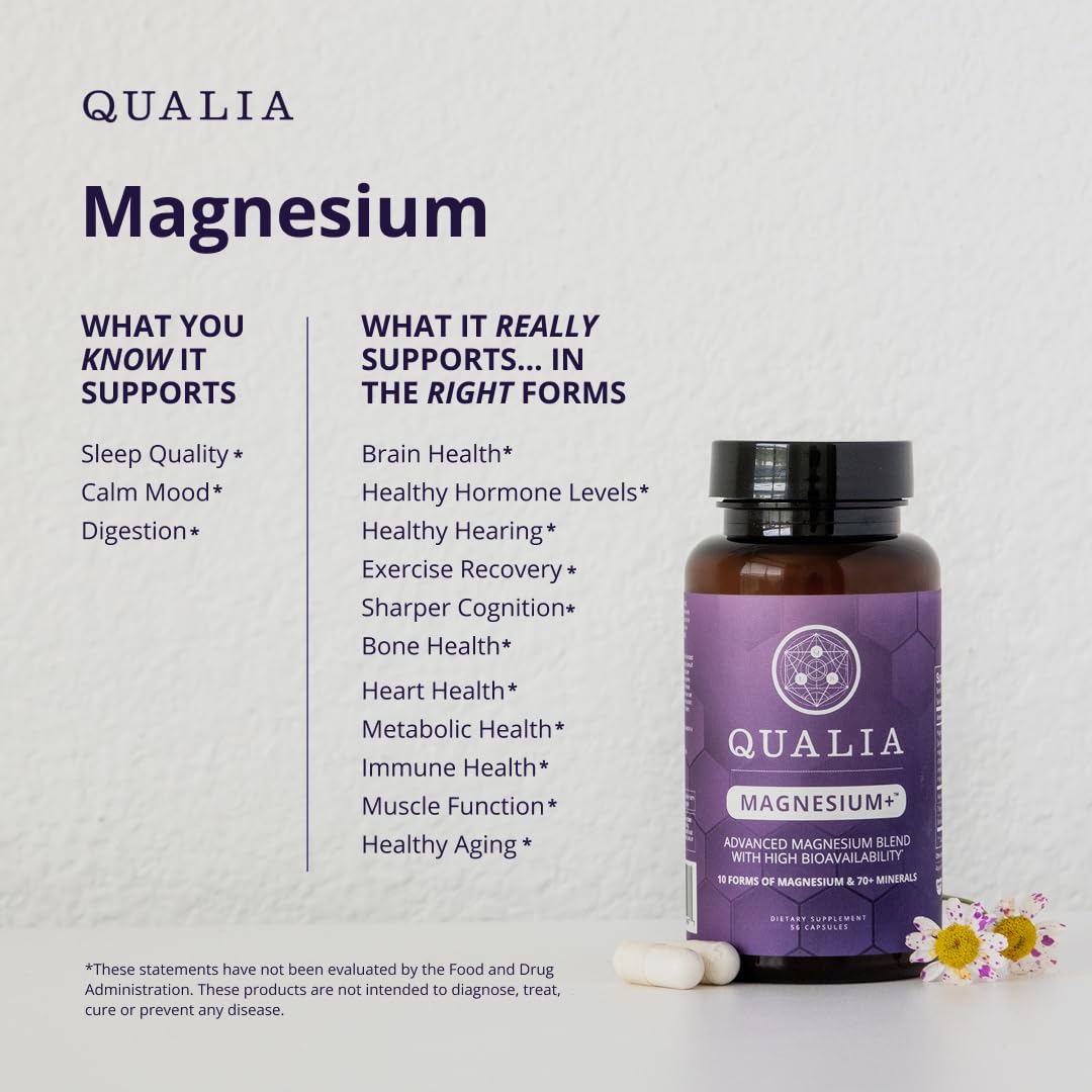 Qualia Magnesium Supplement | 10 Bioavailable Forms, Including Magnesium Glycinate, with 70+ Supporting Minerals, +7 Amino Acids | Doctor-Formulated to Support Sleep, Stress Relief, Heart, Relaxation QUALIA LIFE SCIENCESAu supplements