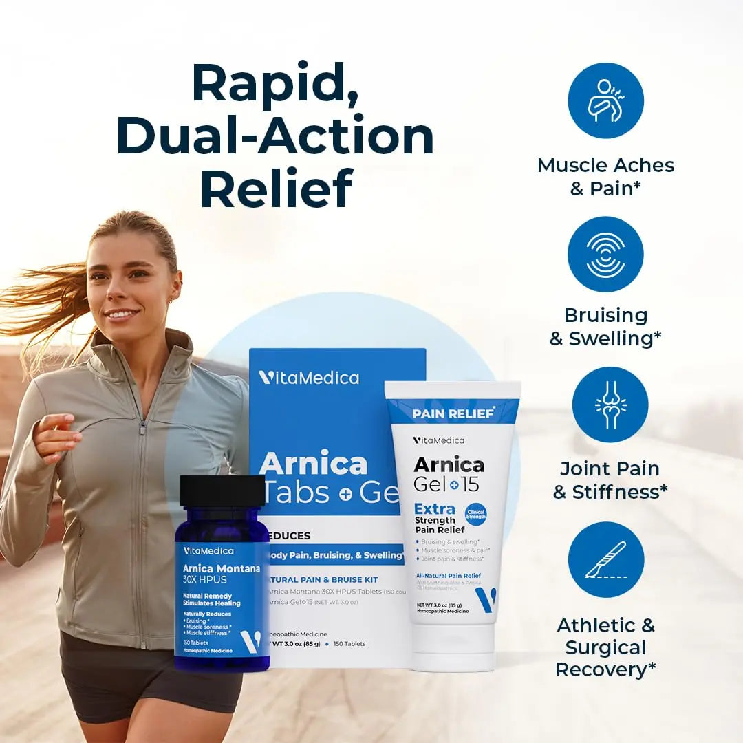 VitaMedica Arnica Montana Tablets & Arnica Gel Bundle – Support for Bruising, Swelling & Soreness, 150 Rapid-Dissolve Tablets + 3 oz Water-Based Gel VitaMedicaAu supplements