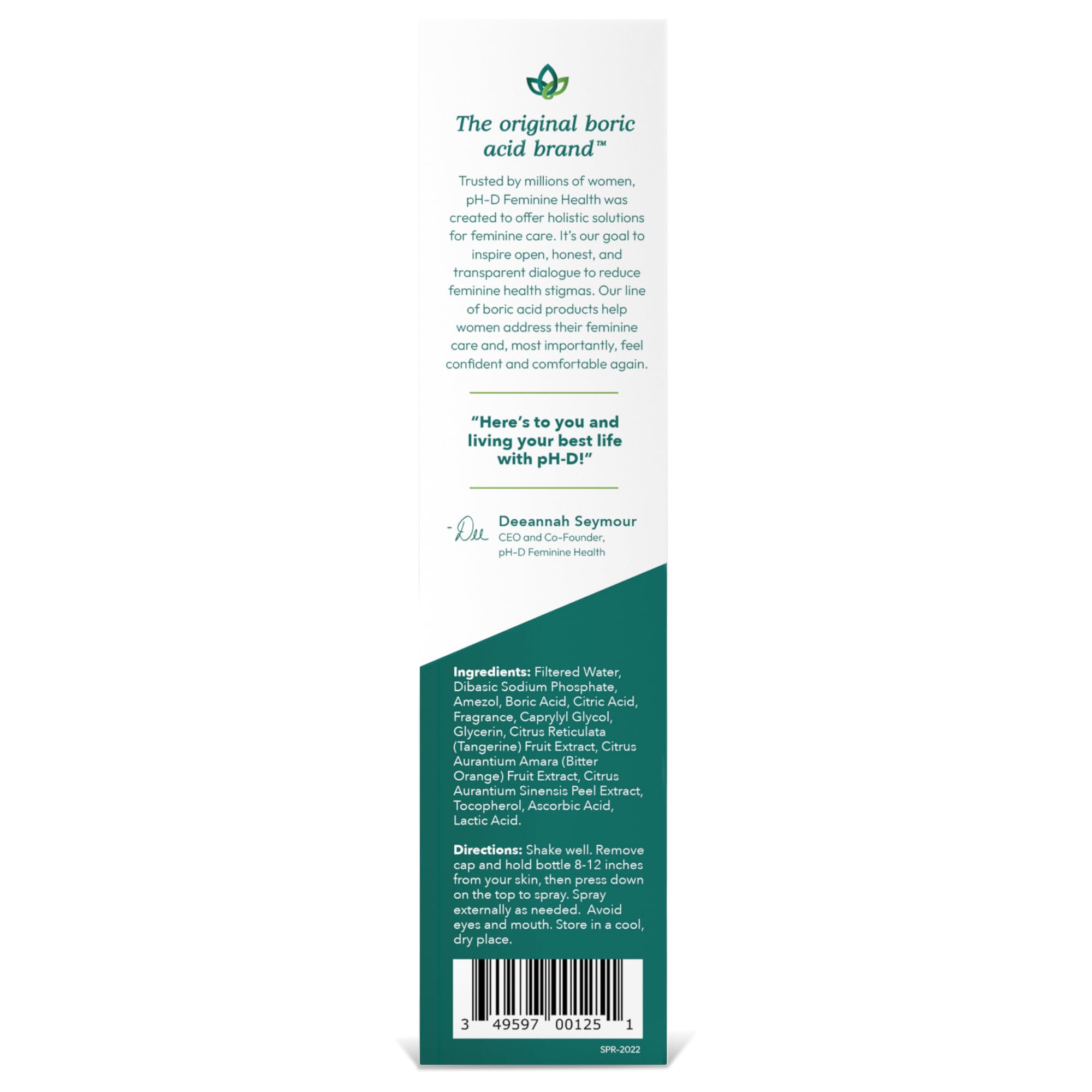 pH-D Feminine Health - Boric Acid Body Fresh Spray - Vegan, Paraben-Free, Plant Based pH-D Feminine Health SupportAu supplements