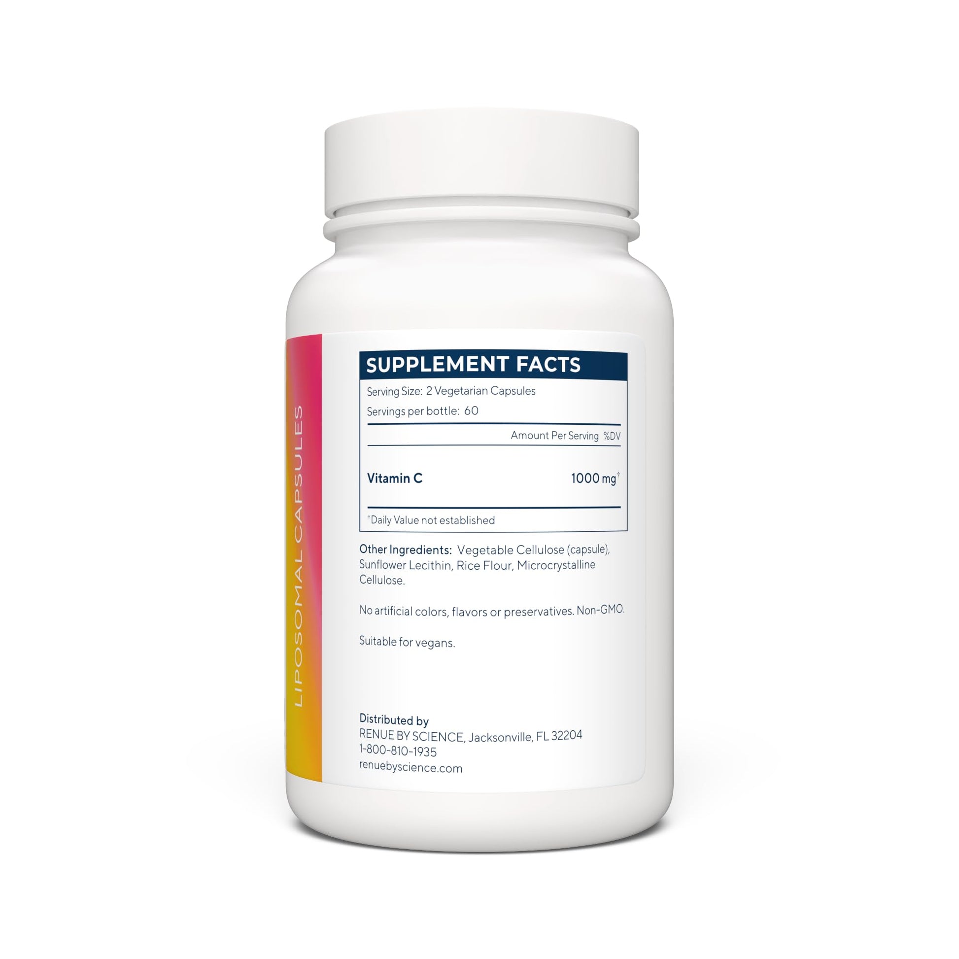Renue By Science Vitamin C | High Strength Liposomal Supplement | 120 Capsules - 500mg VIT C per Serving | Non-GMO & Allergen Free | Made in The USA Third-Party Tested Renue By ScienceUS supplements