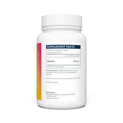 Renue By Science Vitamin C | High Strength Liposomal Supplement | 120 Capsules - 500mg VIT C per Serving | Non-GMO & Allergen Free | Made in The USA Third-Party Tested Renue By ScienceUS supplements
