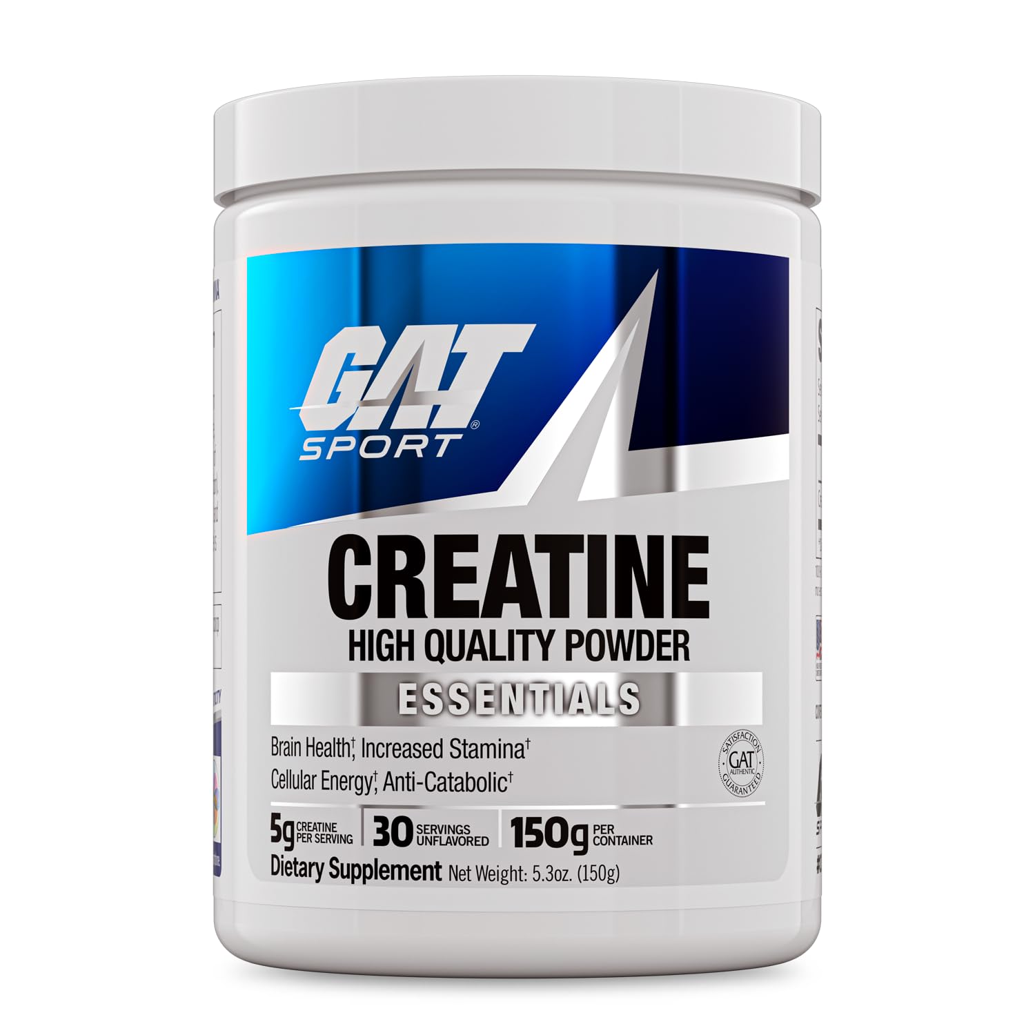 GAT SPORT Creatine Monohydrate Powder, 150 Grams, Strength, Brain Health, GLP1 Support Anti-oxidant, Endurance, for Men & Women, 1 Month Supply, Unflavored (30 Servings) GAT SPORTAu supplements
