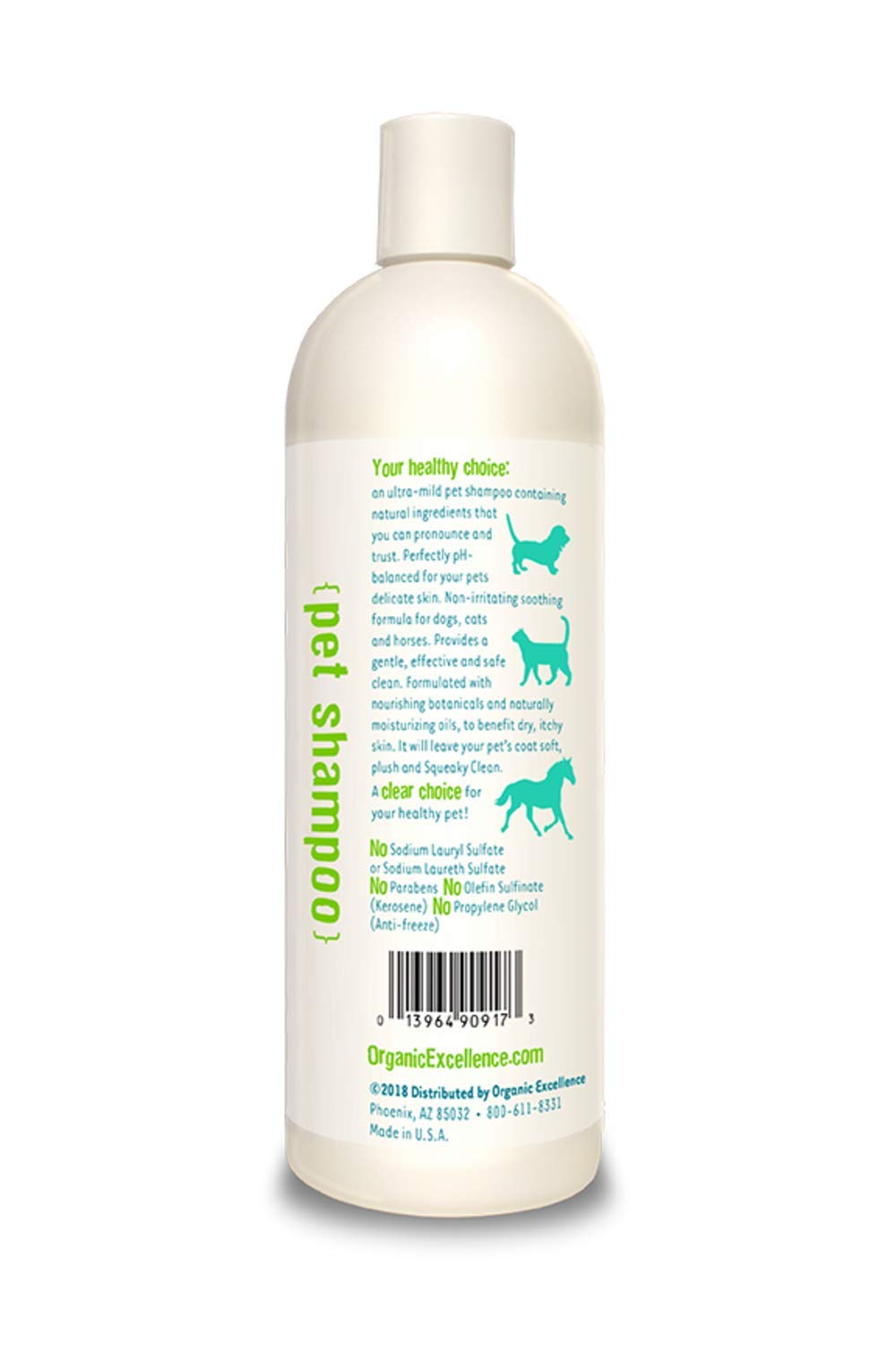 Organic Excellence Mild Dog Shampoo, Great for All Pets: Dogs, Puppies, Cats, Horses, Formulated for Sensitive Skin, Made with Aloe and Nourishing Botanicals - 16oz Organic ExcellenceAu supplements